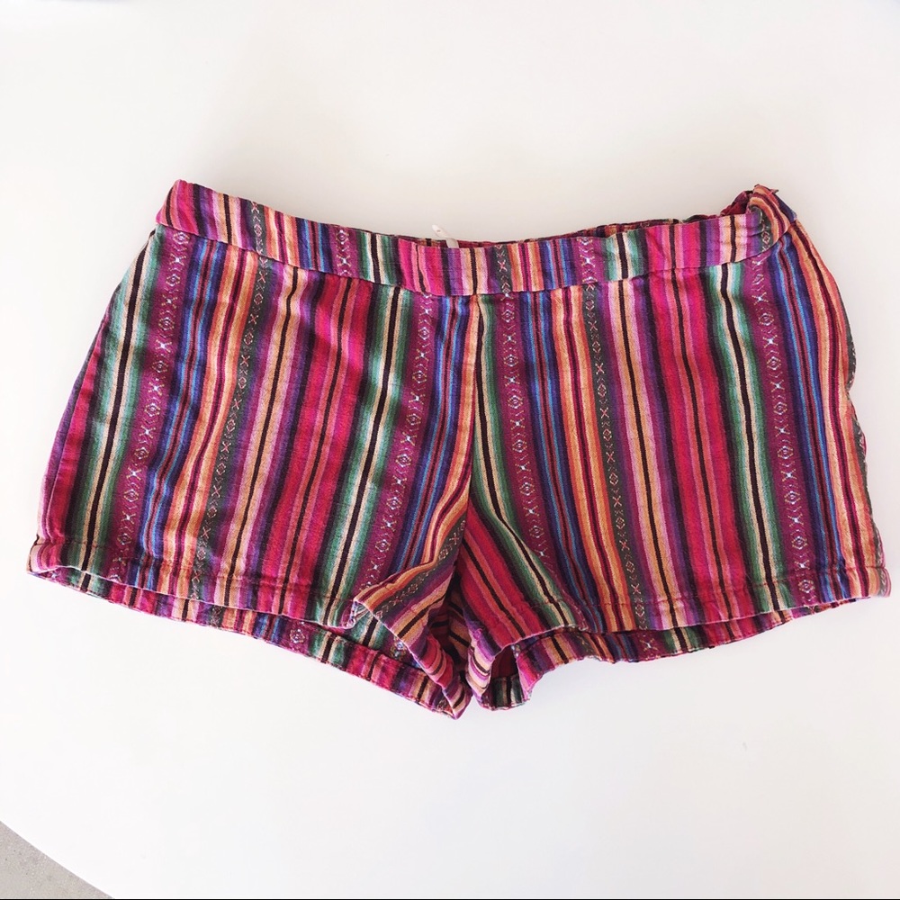 Free People Multicolor Striped Jean Shorts